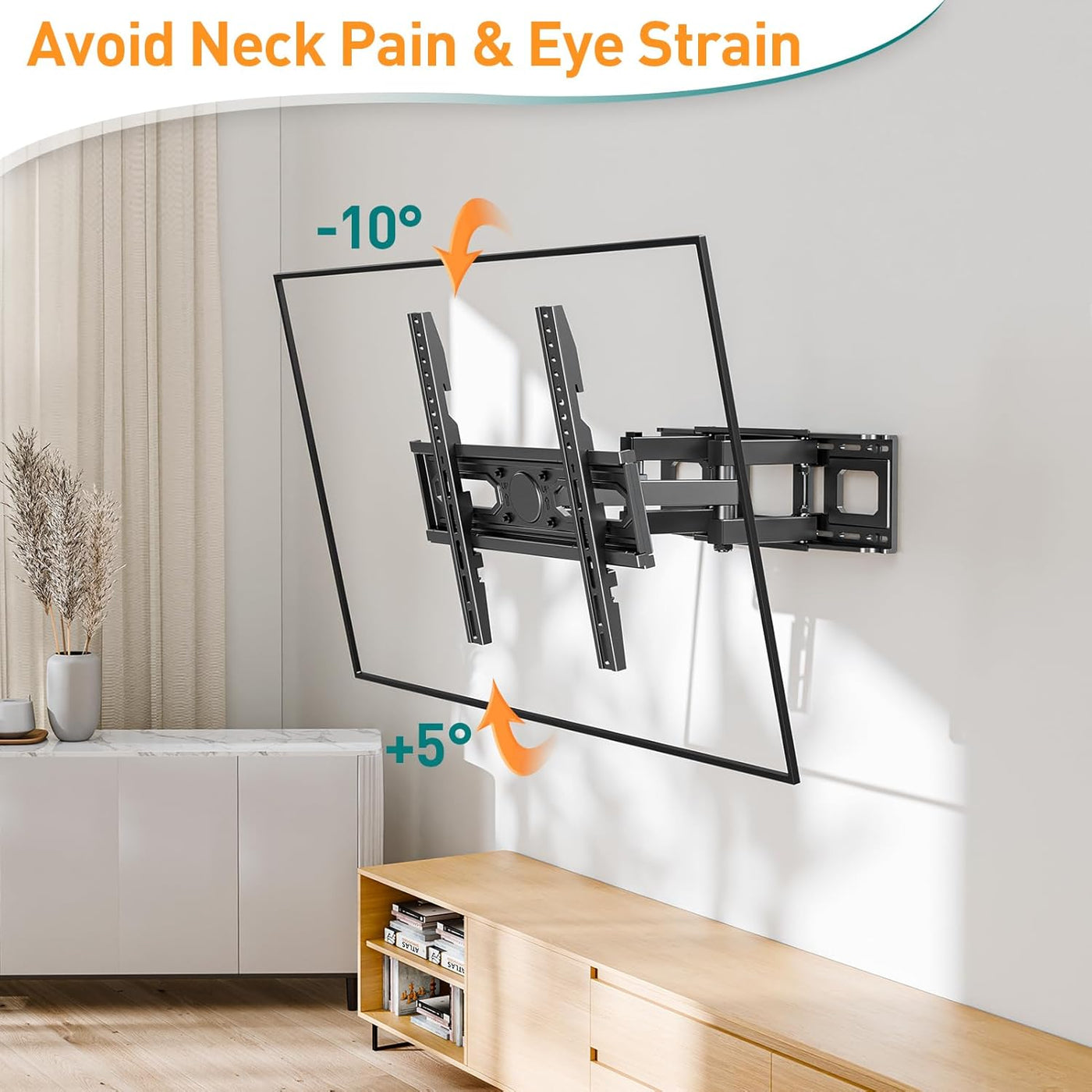 Full Motion TV Bracket 26-70 Inch Swivel VESA 400x400mm 45kg Tilt Mount ELIVED