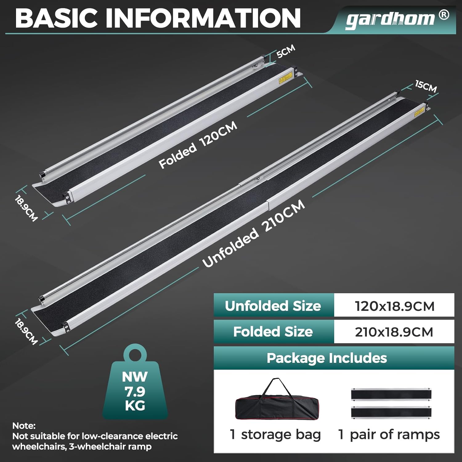 Wheelchair Ramps 7FT Telescopic Portable Mobility Scooter gardhom