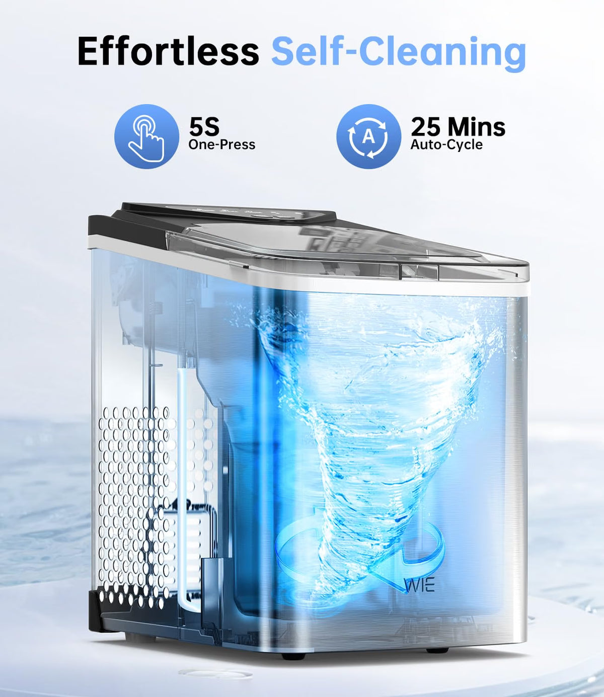 Ice Maker Machine 15KG/24H 6 Min Fast Ice 2L Water Tank Countertop WIE Portable