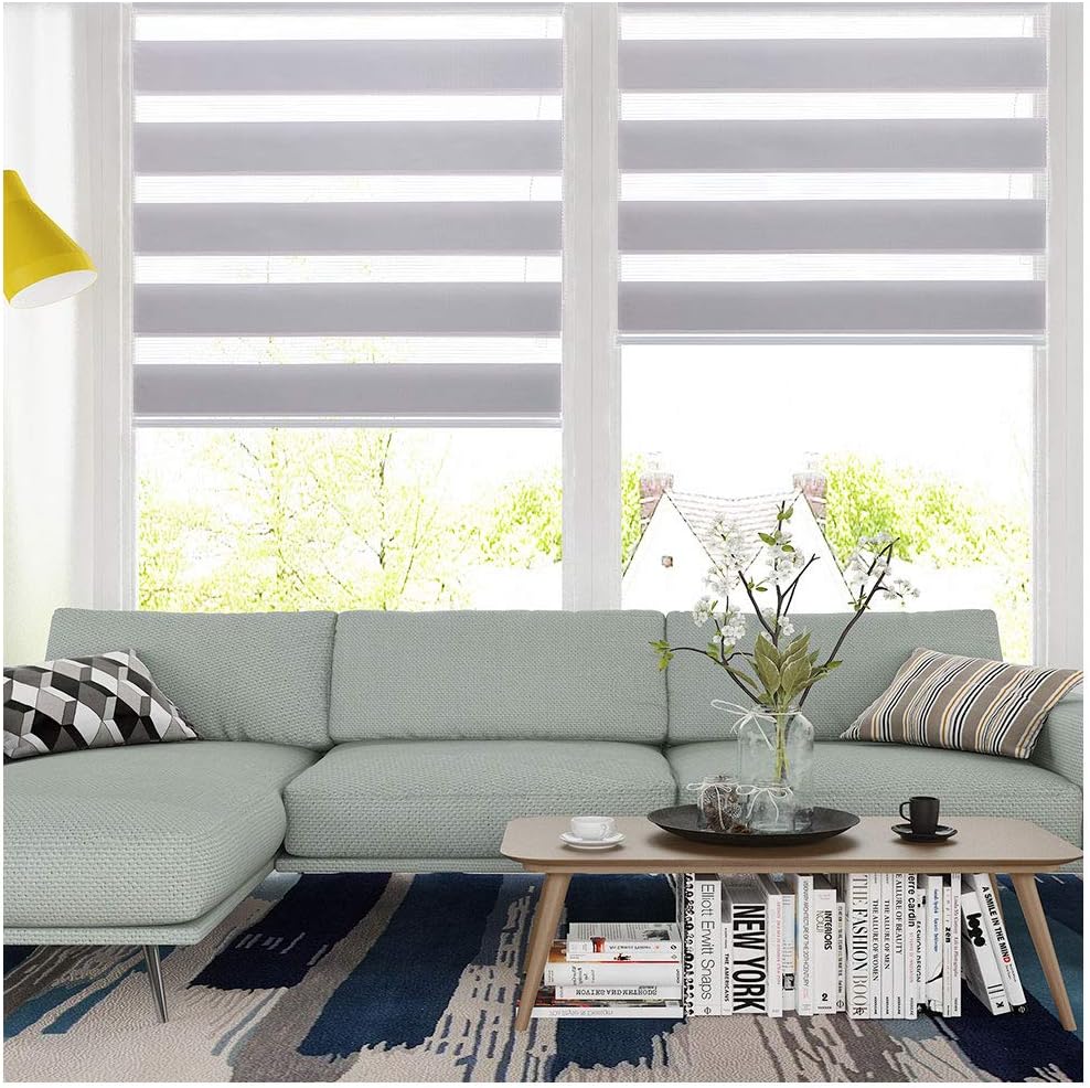 Zebra Roller Blind Day Night Easy Fix 105x150cm Grey Window Blind SMONTER