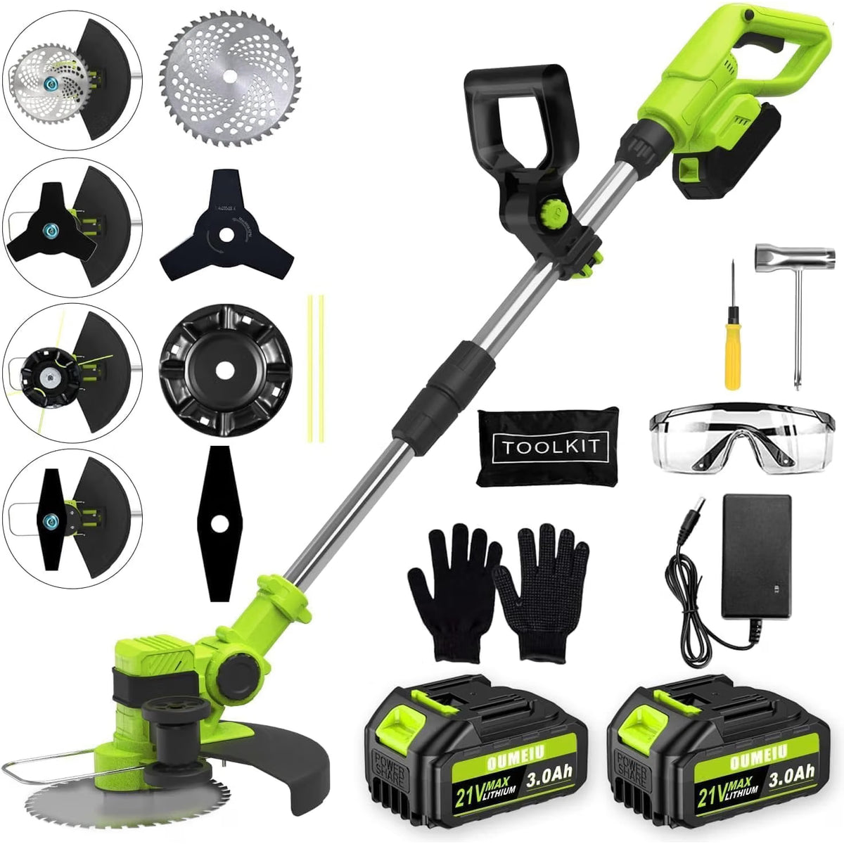 Cordless Strimmer 21V Brushless 30cm Grass Trimmer 2x3.0Ah Batteries Edge Cutter