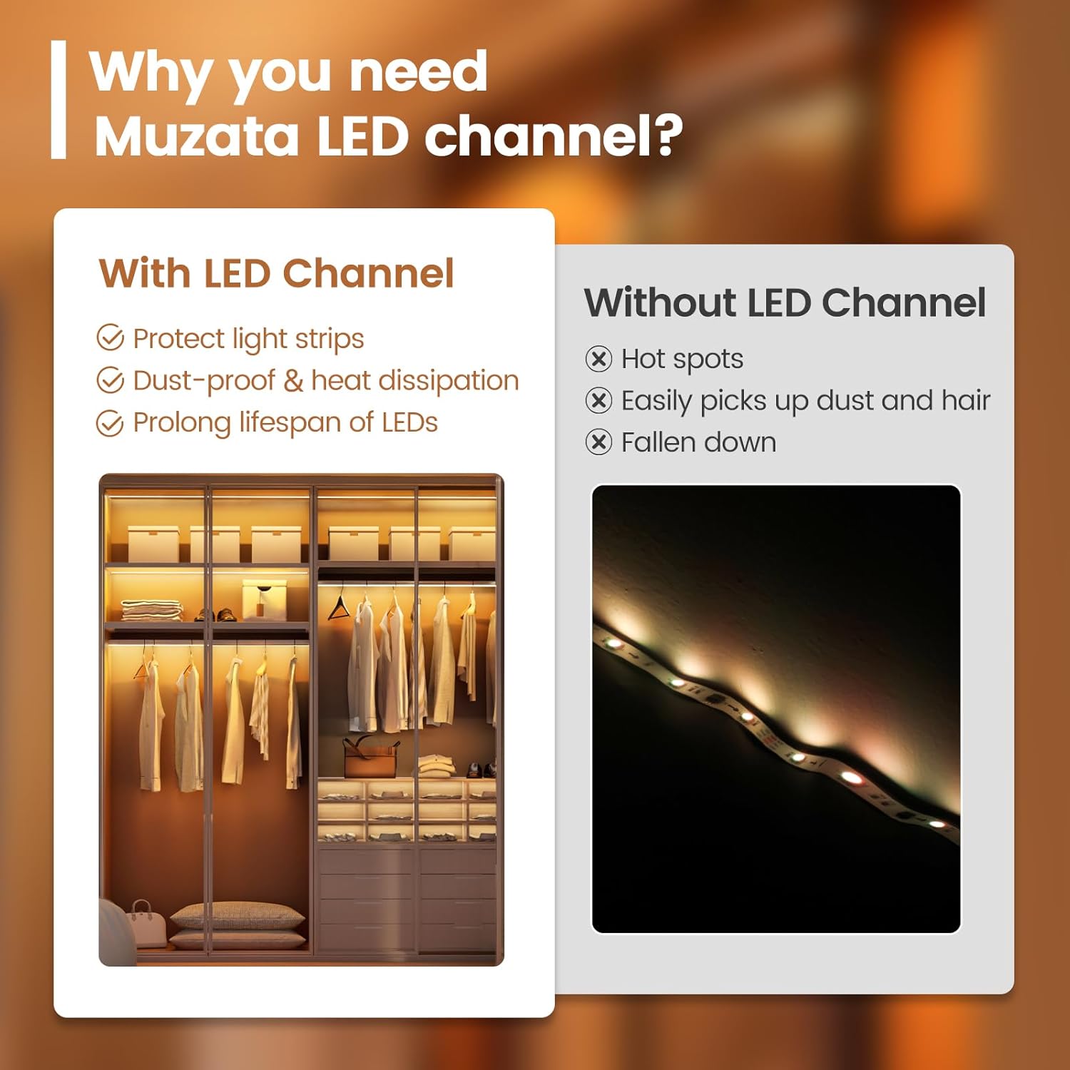 LED Profile Channel 1M U Shape Diffuser Milky Cover 6 Pack Muzata