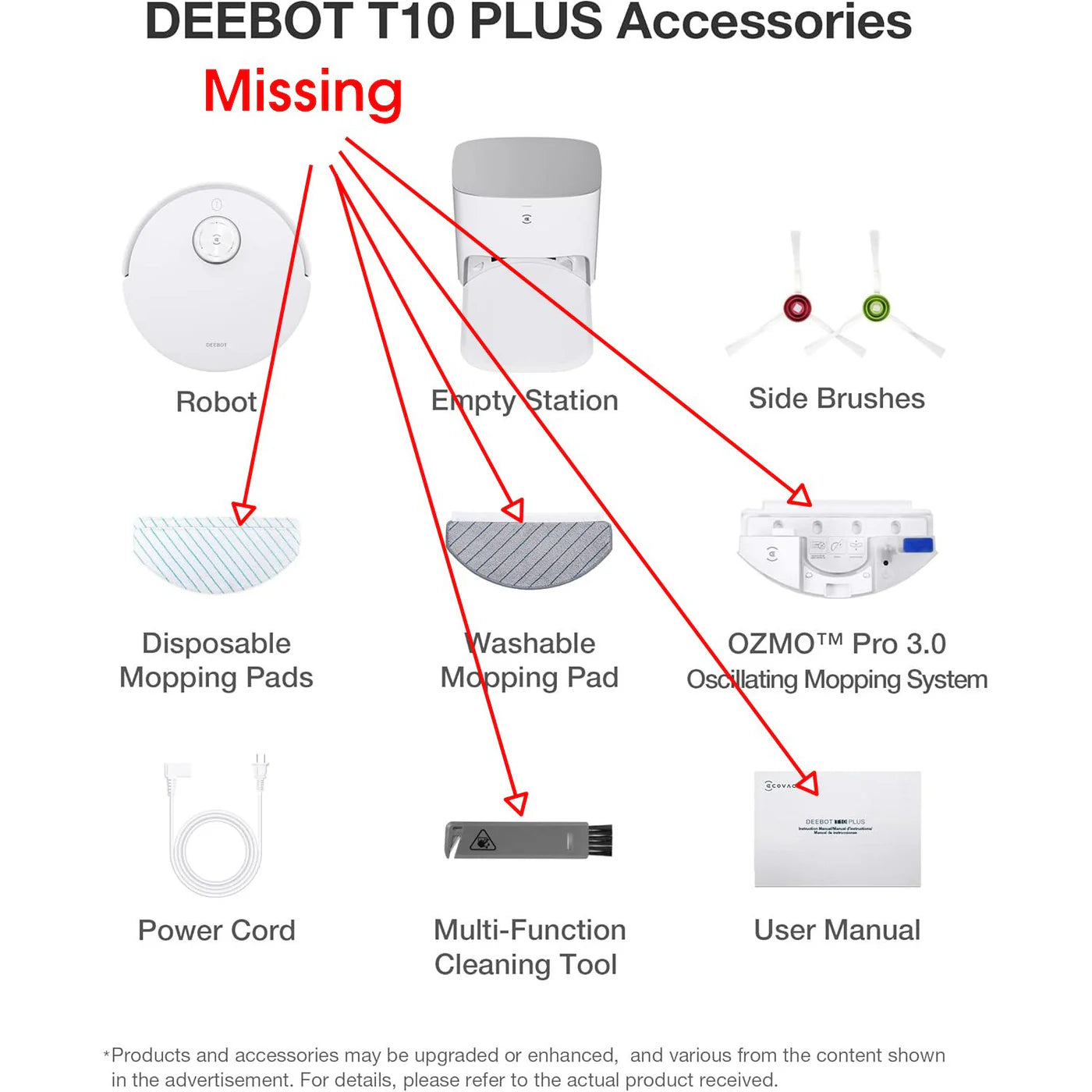 ECOVACS DEEBOT T10 PLUS Robot Vacuum Cleaner Auto-Empty Station 3000 Pa