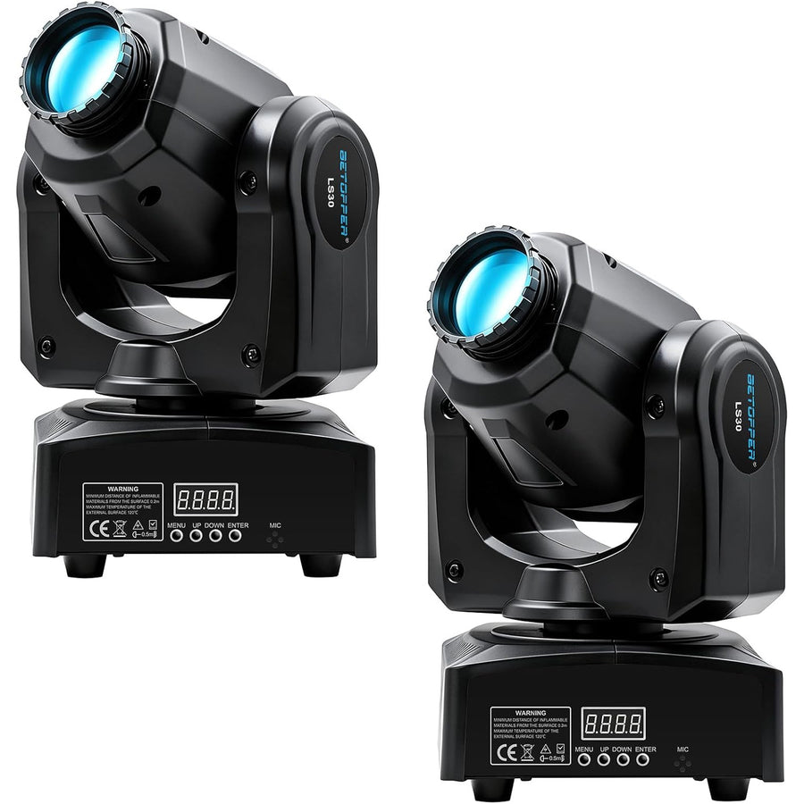 DJ Moving Head Lights 2 Pack LED Spot Strobe 8 GOBO DMX Sound Activated BETOPPER