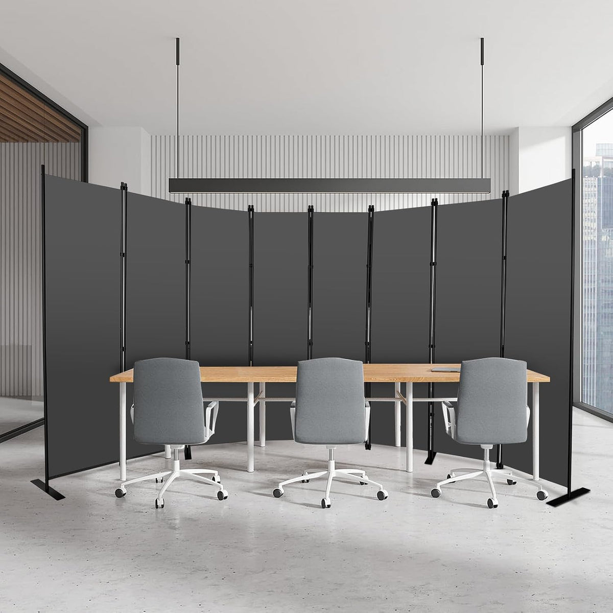 Room Divider 8 Panel 402x183cm Folding Privacy Screen Freestanding Grey KEORTUN