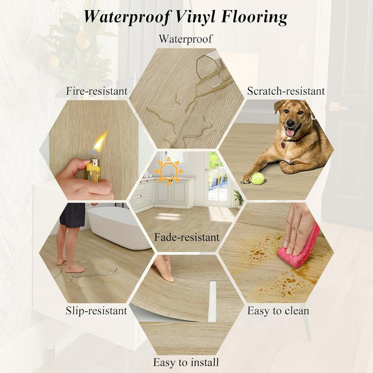 Peel Stick Vinyl Flooring Planks 36 Pack Natural Wood Waterproof 5㎡ Mysflosy