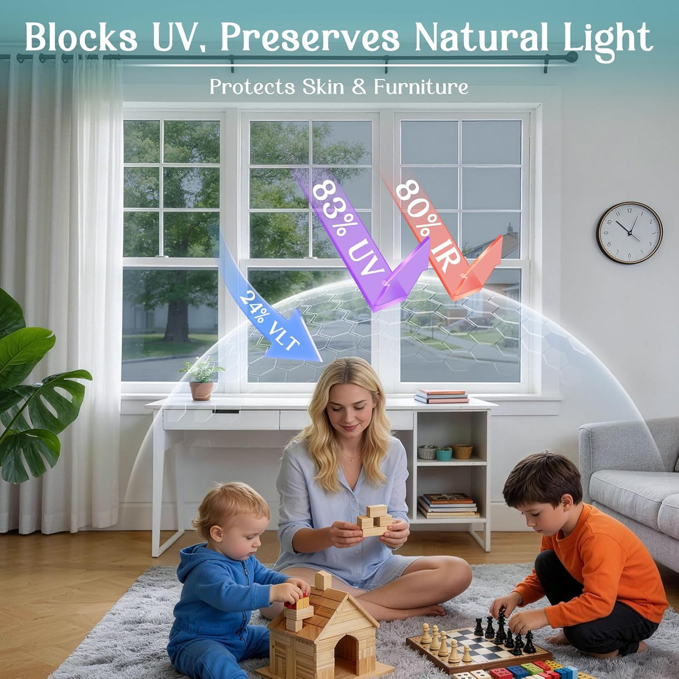 Heat Reflective Window Film Privacy 90x400cm Silver UV Sun Control Glass Haton