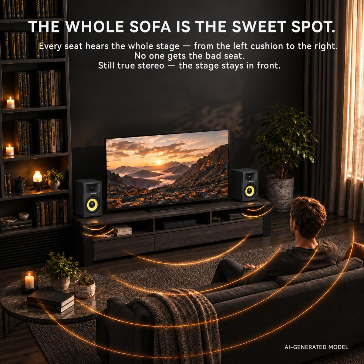 Bookshelf Speakers 4 Inch 2 Way Powered Stereo Audio TV PC Home Sanyun SW205