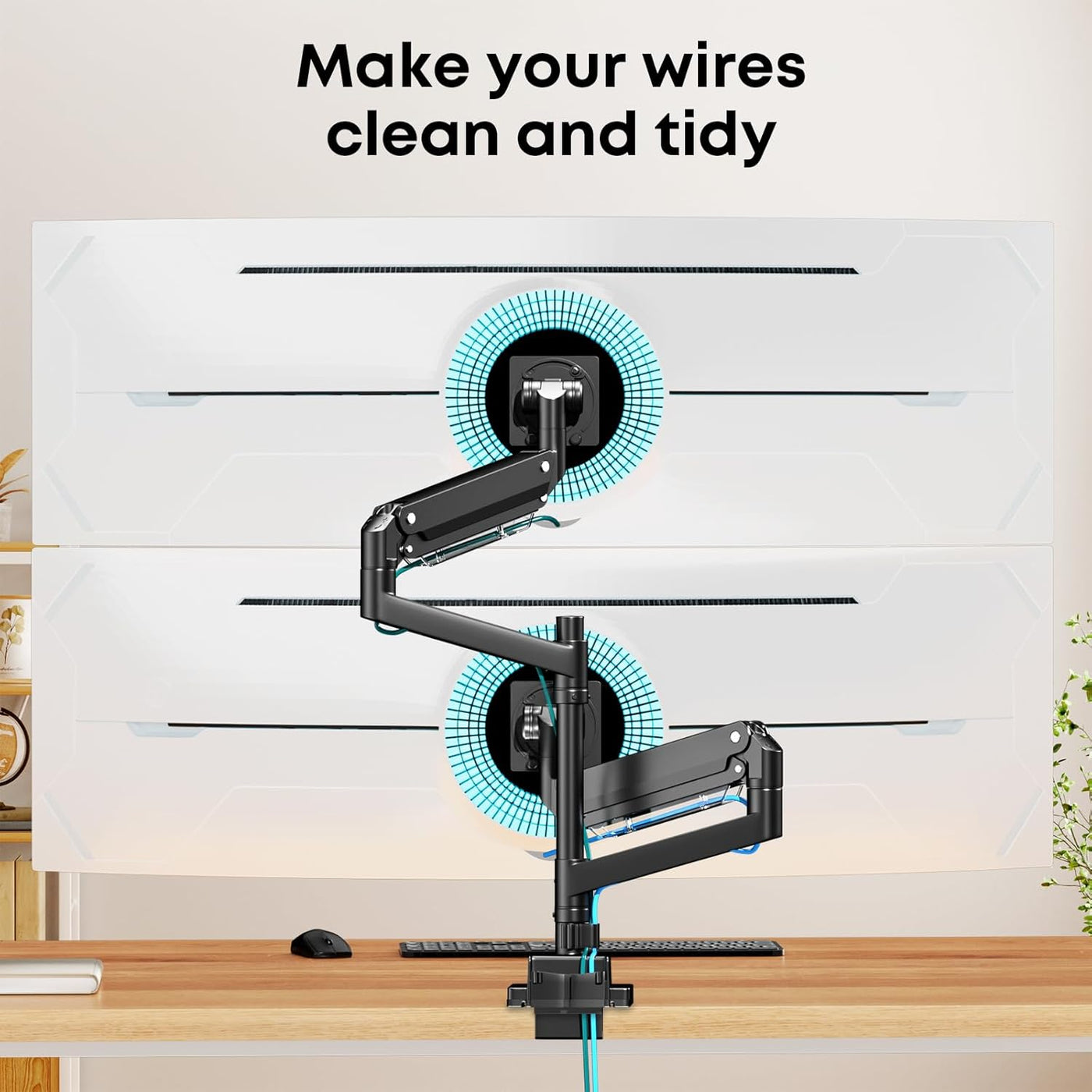 Dual Monitor Arm 24-57 Inch Heavy Duty 27kg VESA 200 Ultrawide Stacked Display