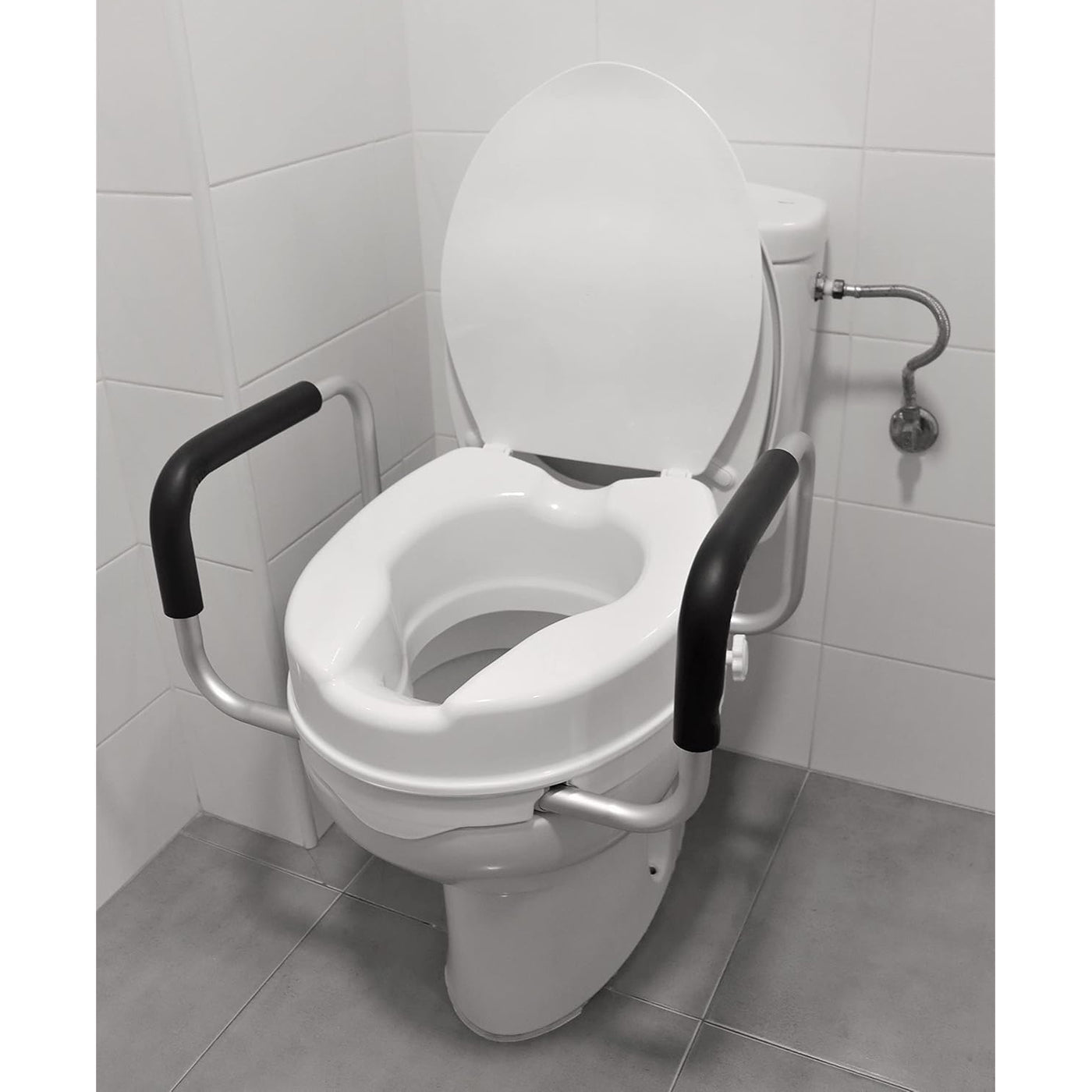 PEPE 4'' Raised Toilet Seat with Handles & Lid, Riser for Elderly & Disabled