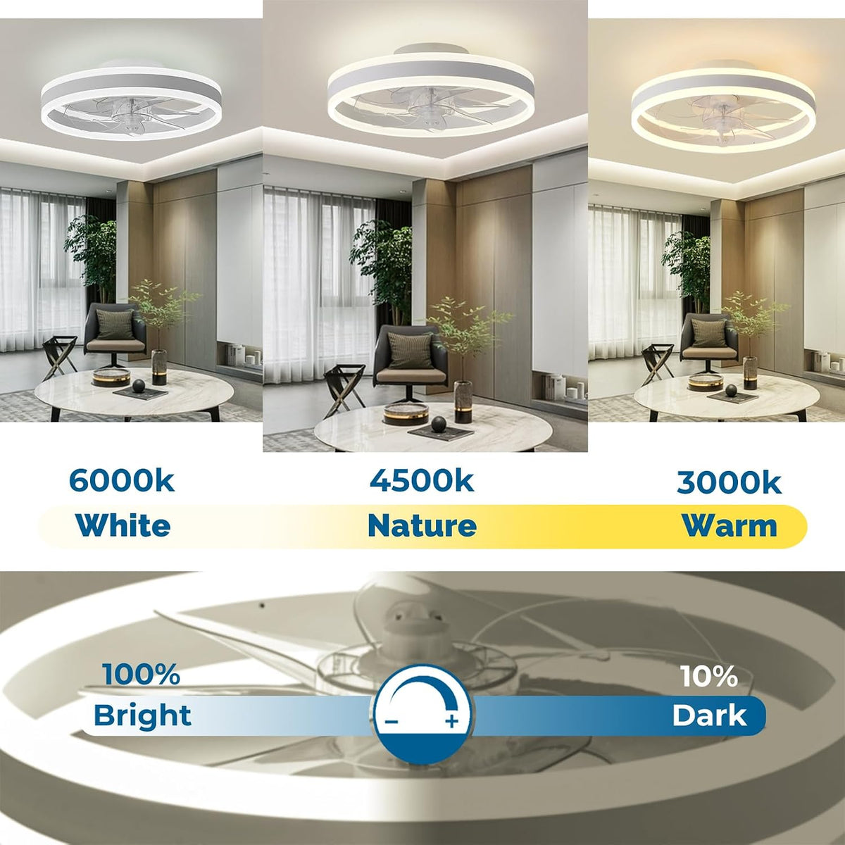 Smart Ceiling Fan with Light 16 Inch Alexa Google App Remote White CHANFOK