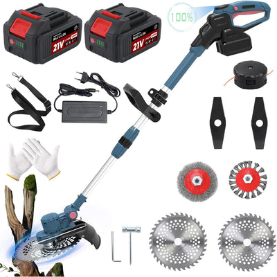 Cordless Strimmer 750W 21V Brushless 5 in 1 2x4Ah Batteries Makita Compatible