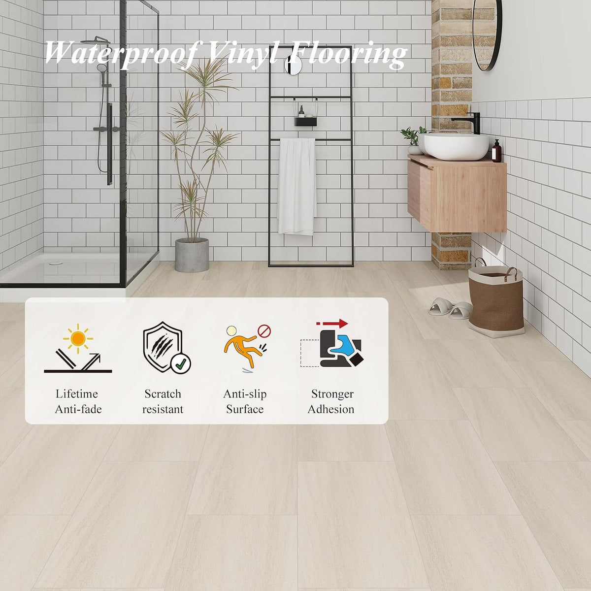 Self Adhesive Vinyl Floor Tiles 61x30.5cm Stone Effect Waterproof Mysflosy