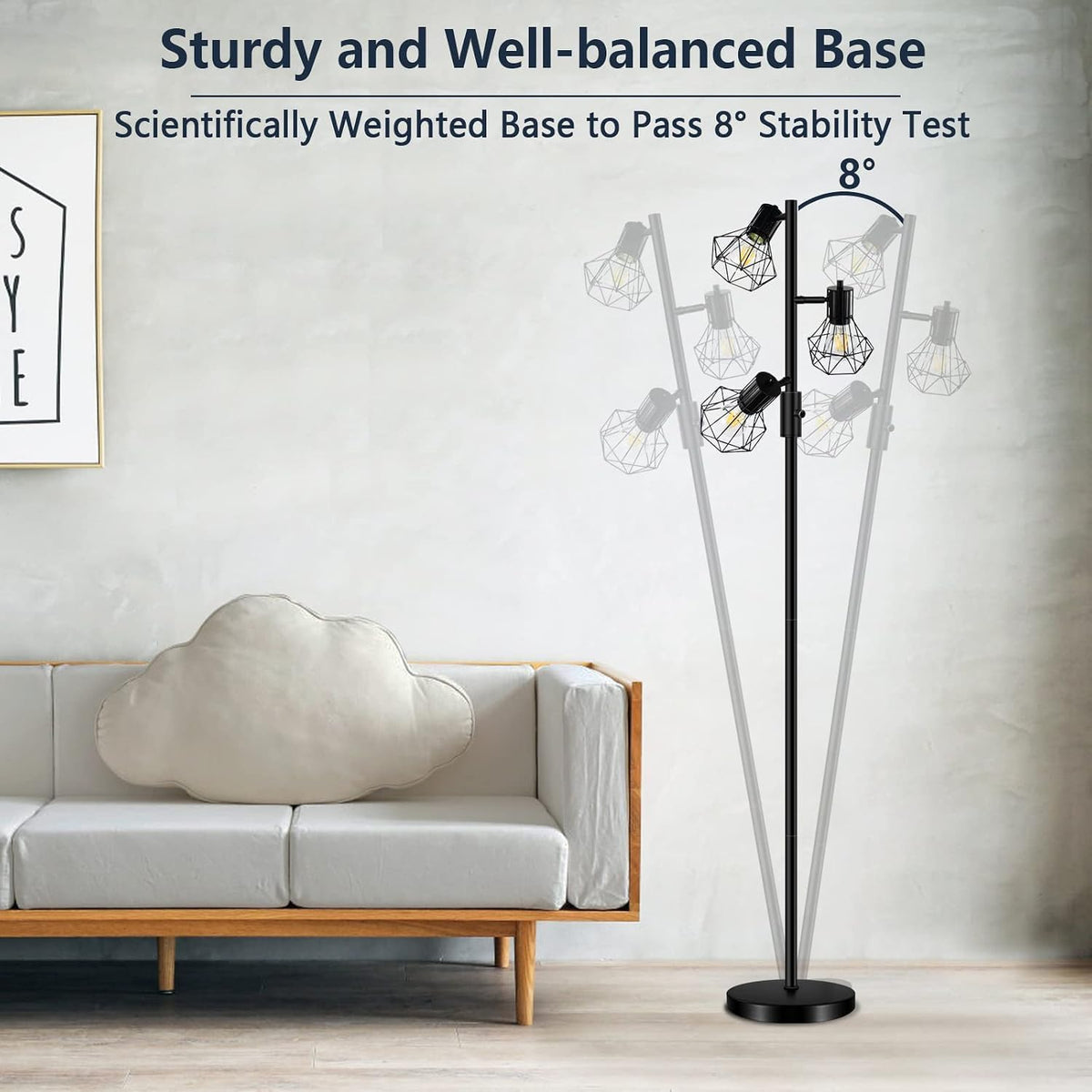 Industrial Floor Lamp 3 Light Farmhouse Standing Lamp No Bulbs Included HiBay