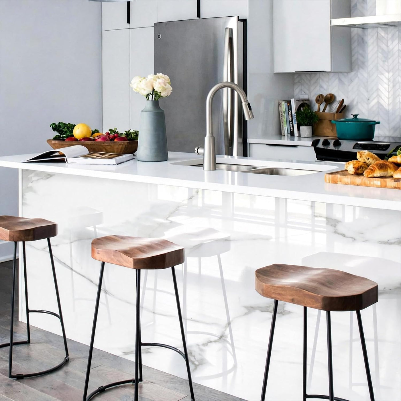 Marble Peel Stick Wall Panel 120x300cm Waterproof Carrara White Gloss sunwings