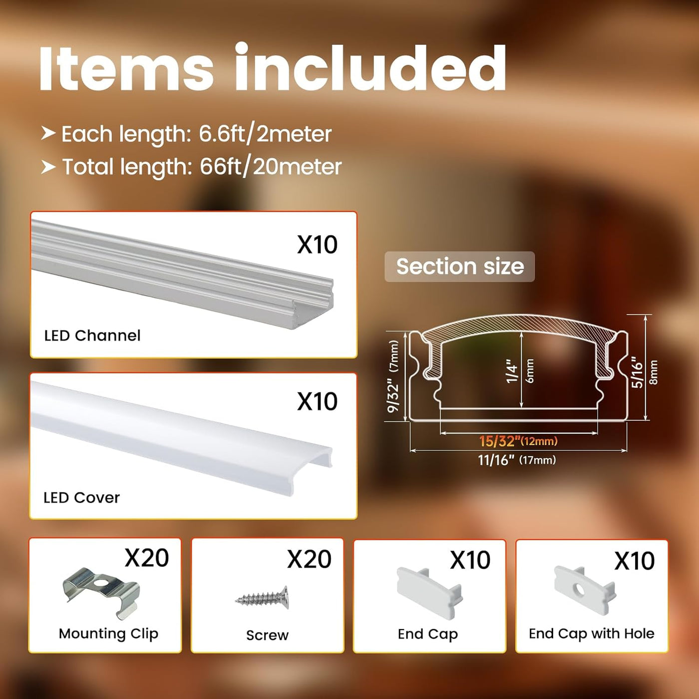 LED Profile Channel 1M U Shape Diffuser Milky Cover 6 Pack Muzata