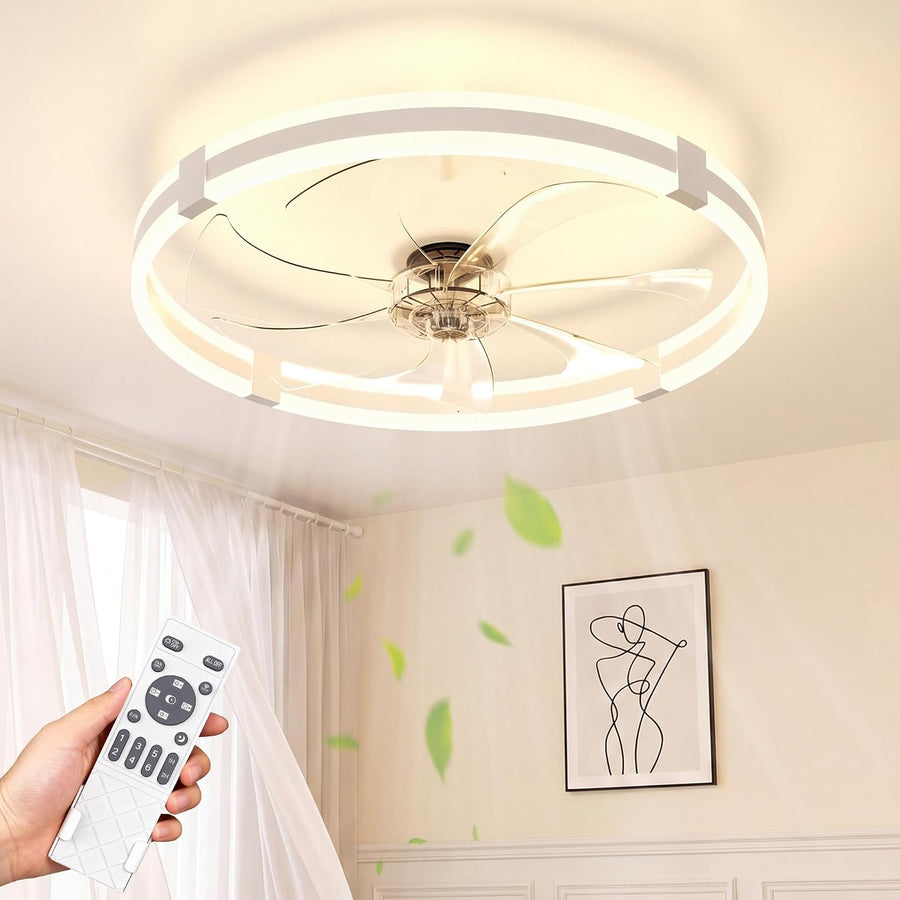 Ceiling Fan with Light 60cm White Remote Control Modern Ceiling Fan NIORSUN