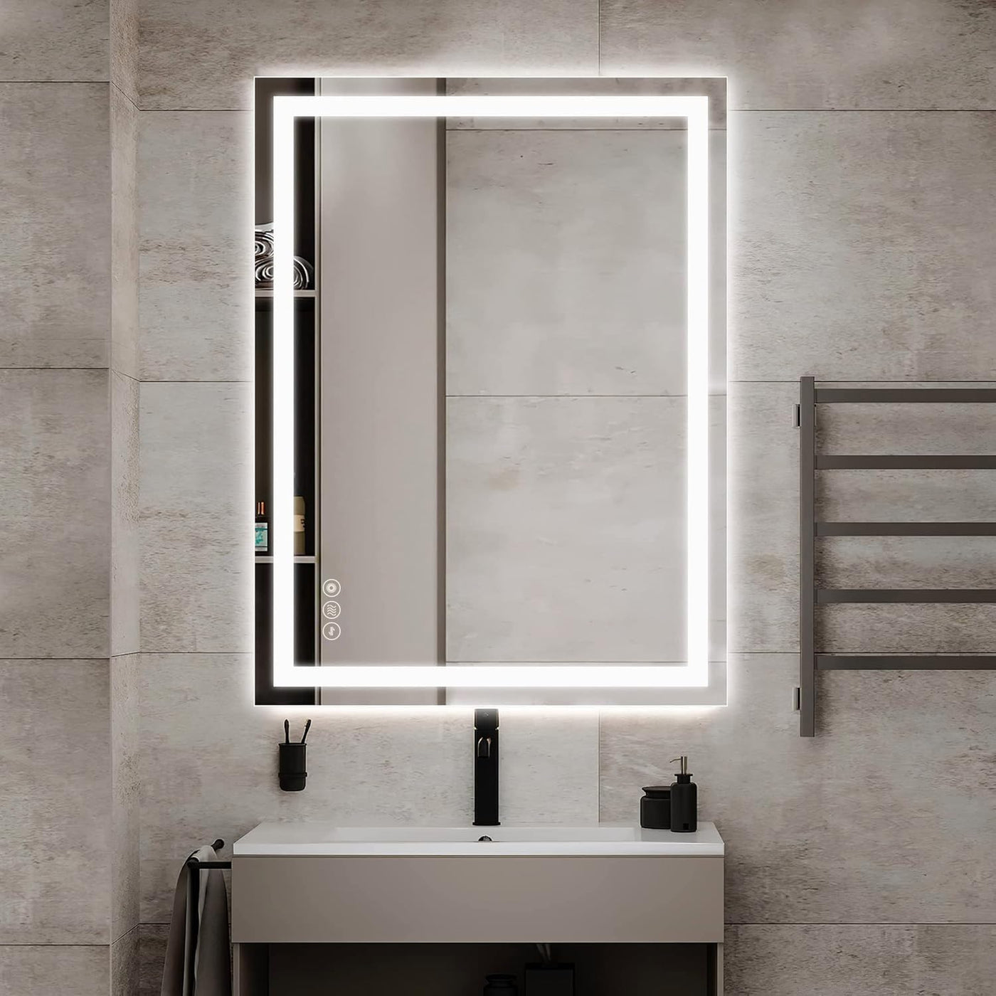 LED Bathroom Mirror 50x70cm Dimmable Anti Fog Colour Change Backlit Vanity Wall