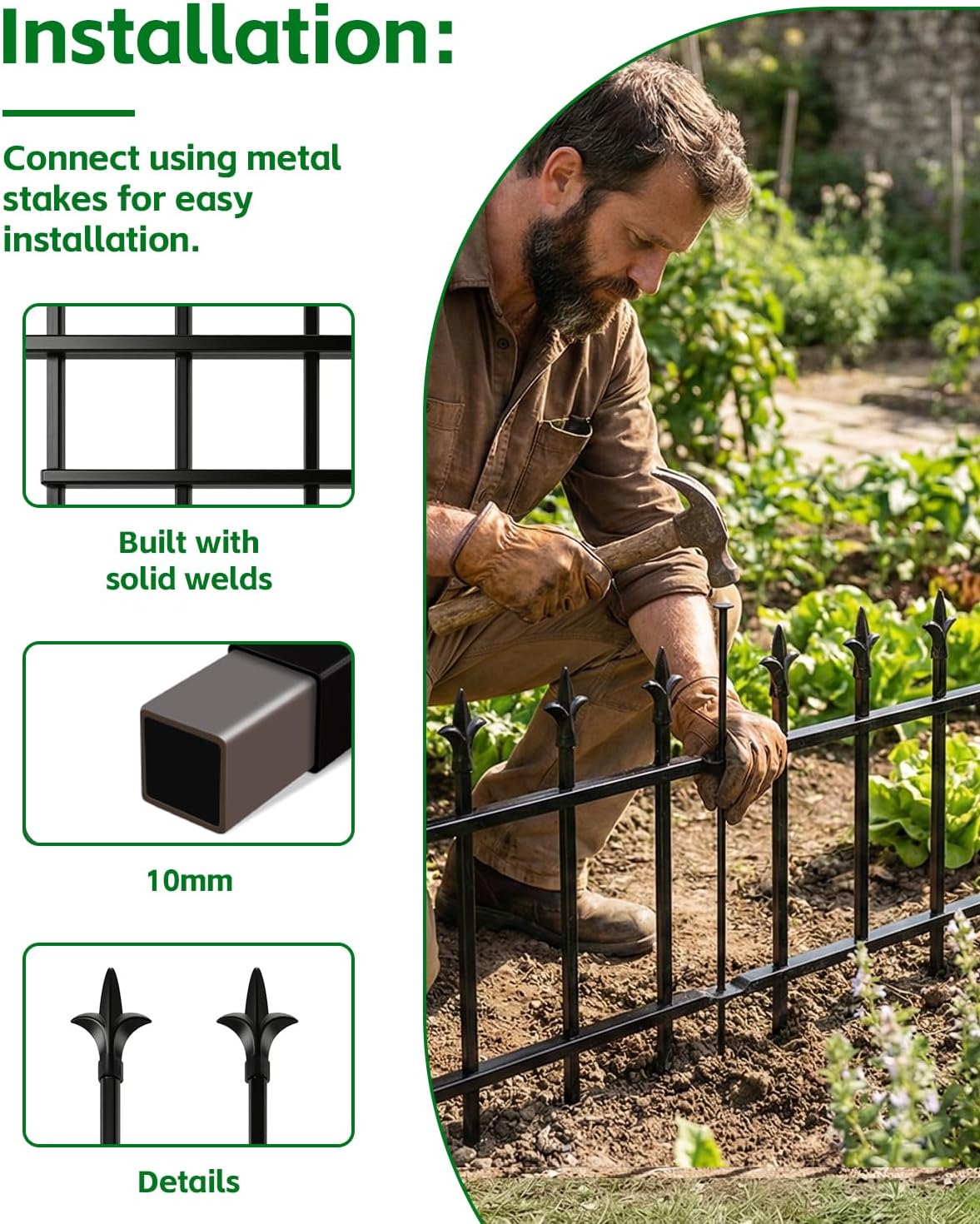 Garden Fence Border 30cm 5 Pack 2m Decorative Landscape Edging ARIFARO Panels