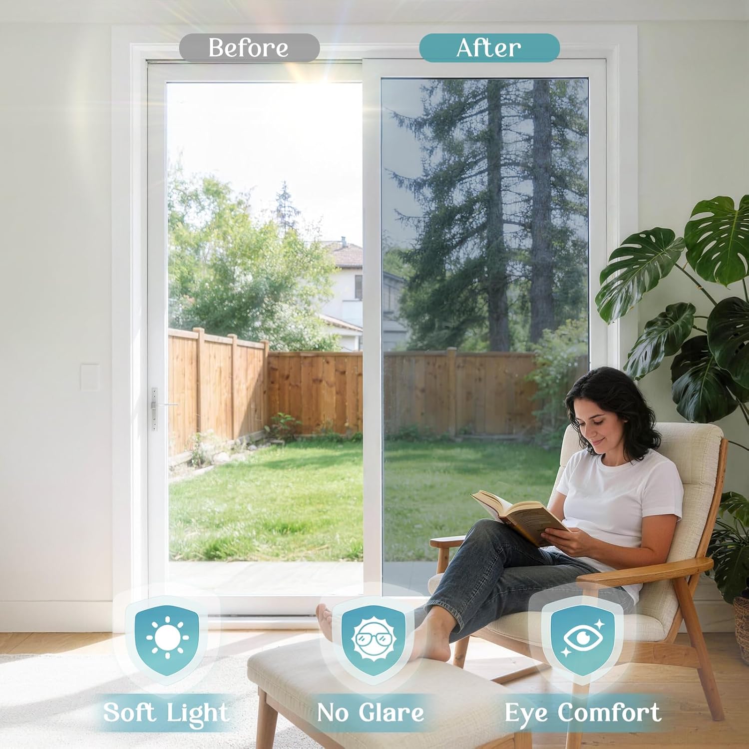 Heat Reflective Window Film Privacy 90x400cm Silver UV Sun Control Glass Haton