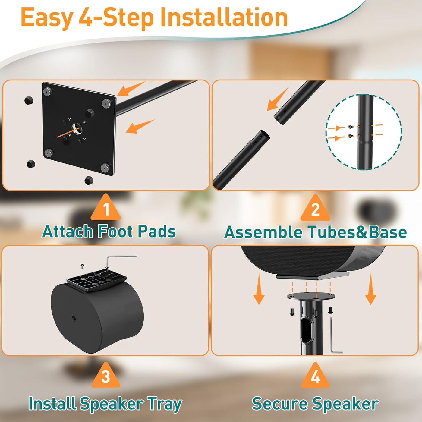 Speaker Stands for Sonos Era 300 807mm Floor Stands Pair ELIVED