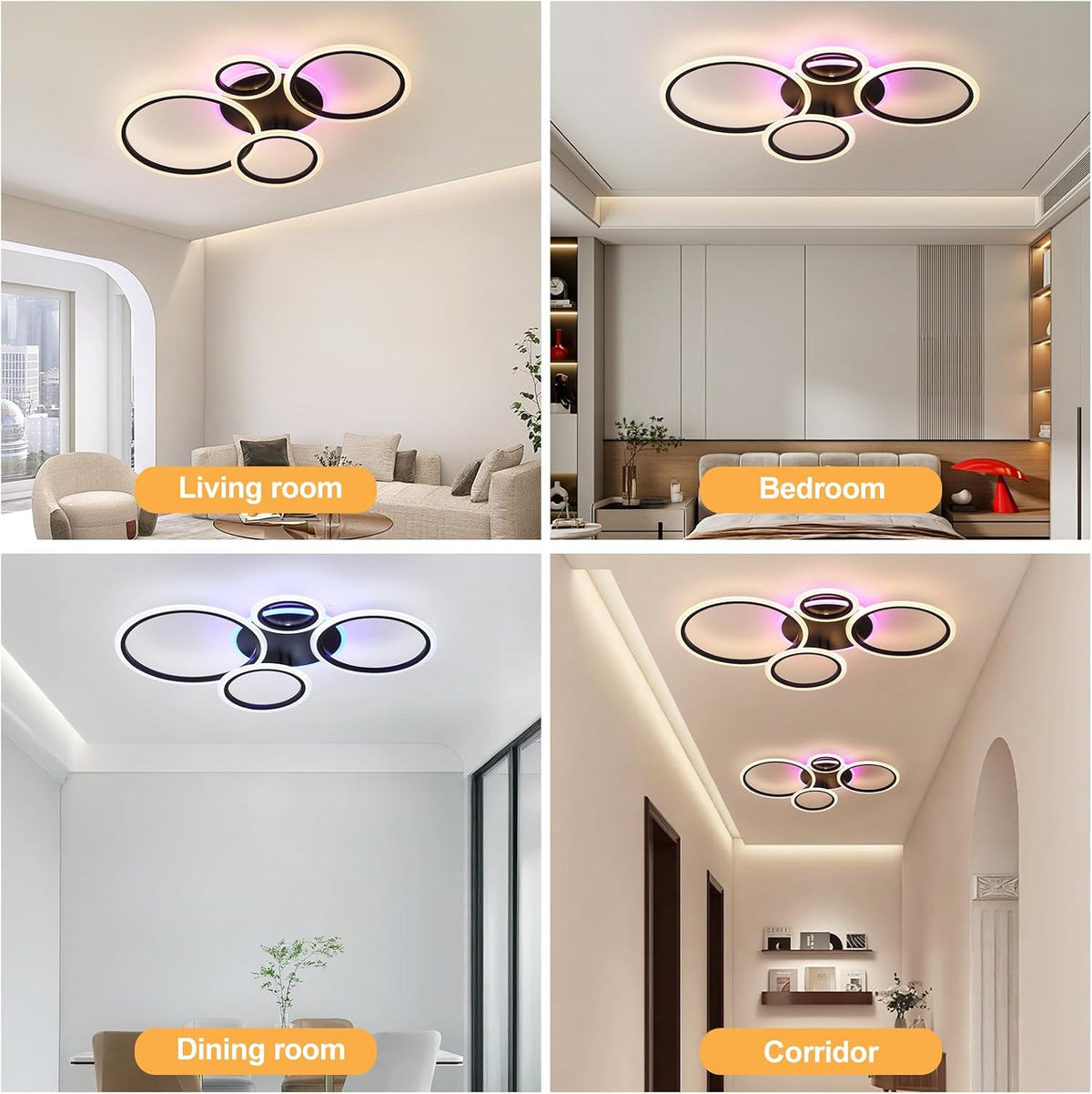 LED Ceiling Light 50W Dimmable Remote 3000-6000K Flush Mount Modern Home Lighting