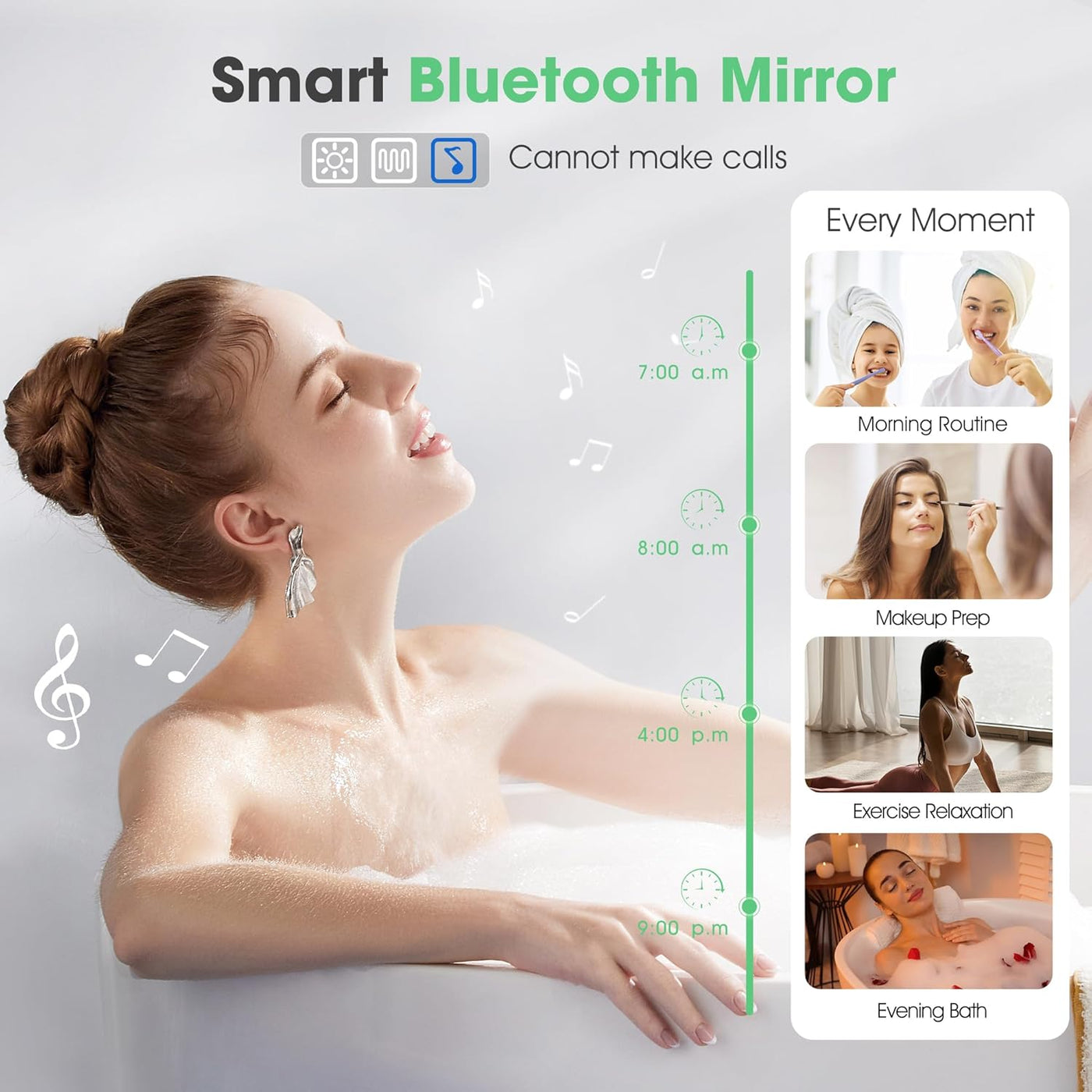 Bluetooth Bathroom LED Mirror 500x700 Anti Fog Dimmable S'bagno