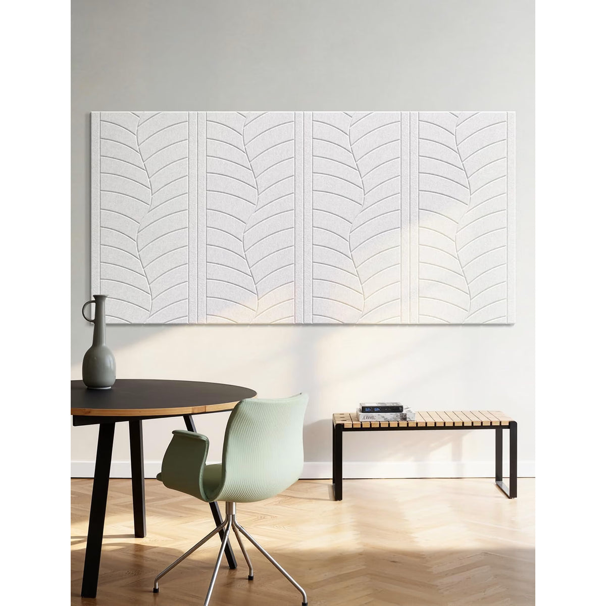 Acoustic Wall Panels 120x60cm 4 Pack Self Adhesive Sound Absorbing Leaf White