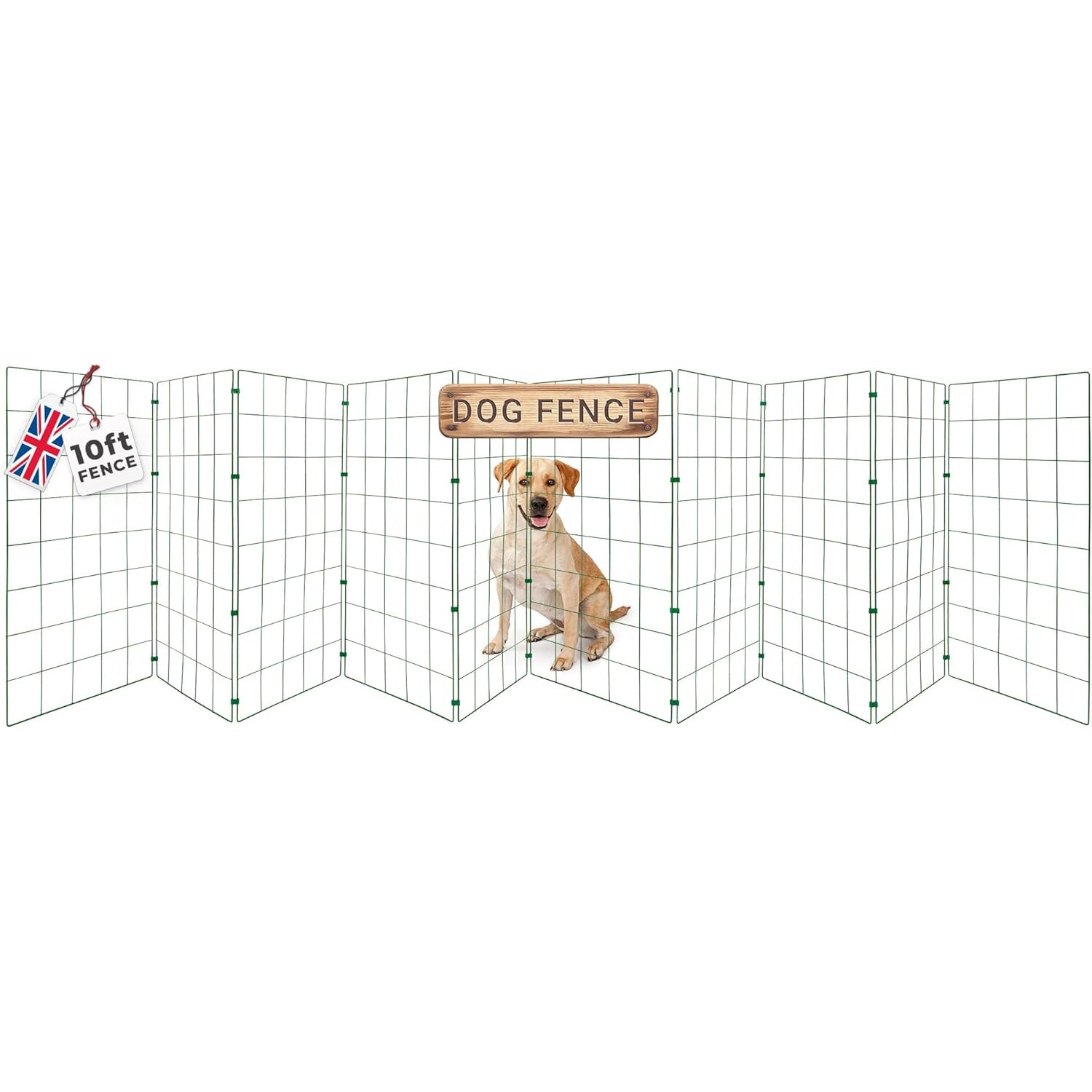 P Dot Wolf Dog Pen 10ft Flexible Playpen Fence for Outdoor & Indoor, Puppy Cage