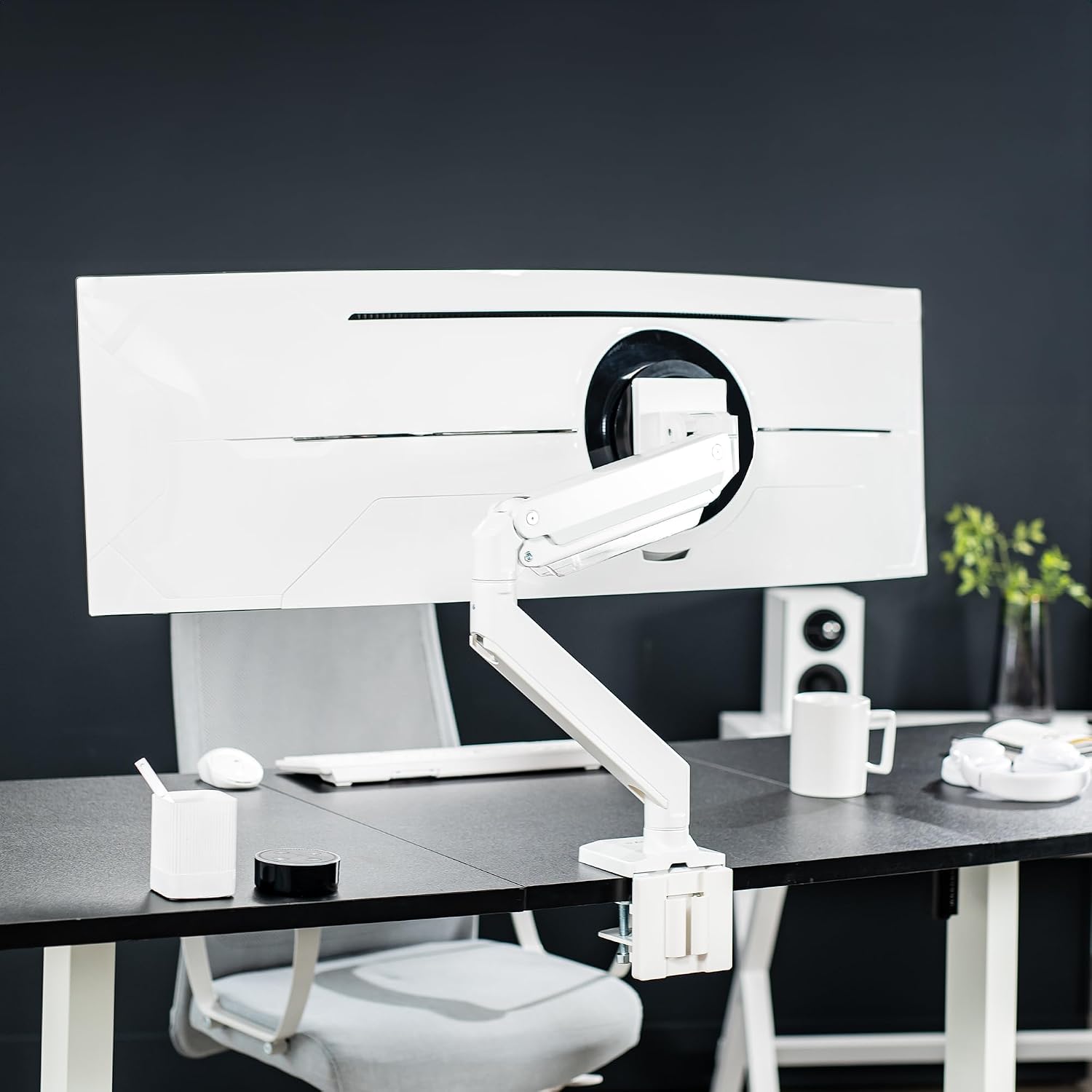 Ultrawide Monitor Arm 49 Inch Heavy Duty Pneumatic White VIVO