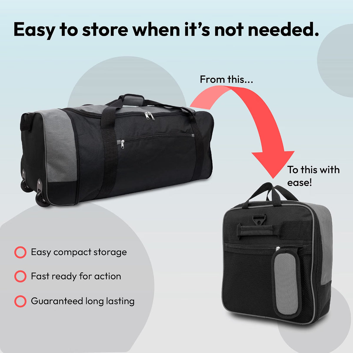 Large Foldable Suitcase Wheeled Holdall Travel Bag with Wheels Lightweight iN Bag