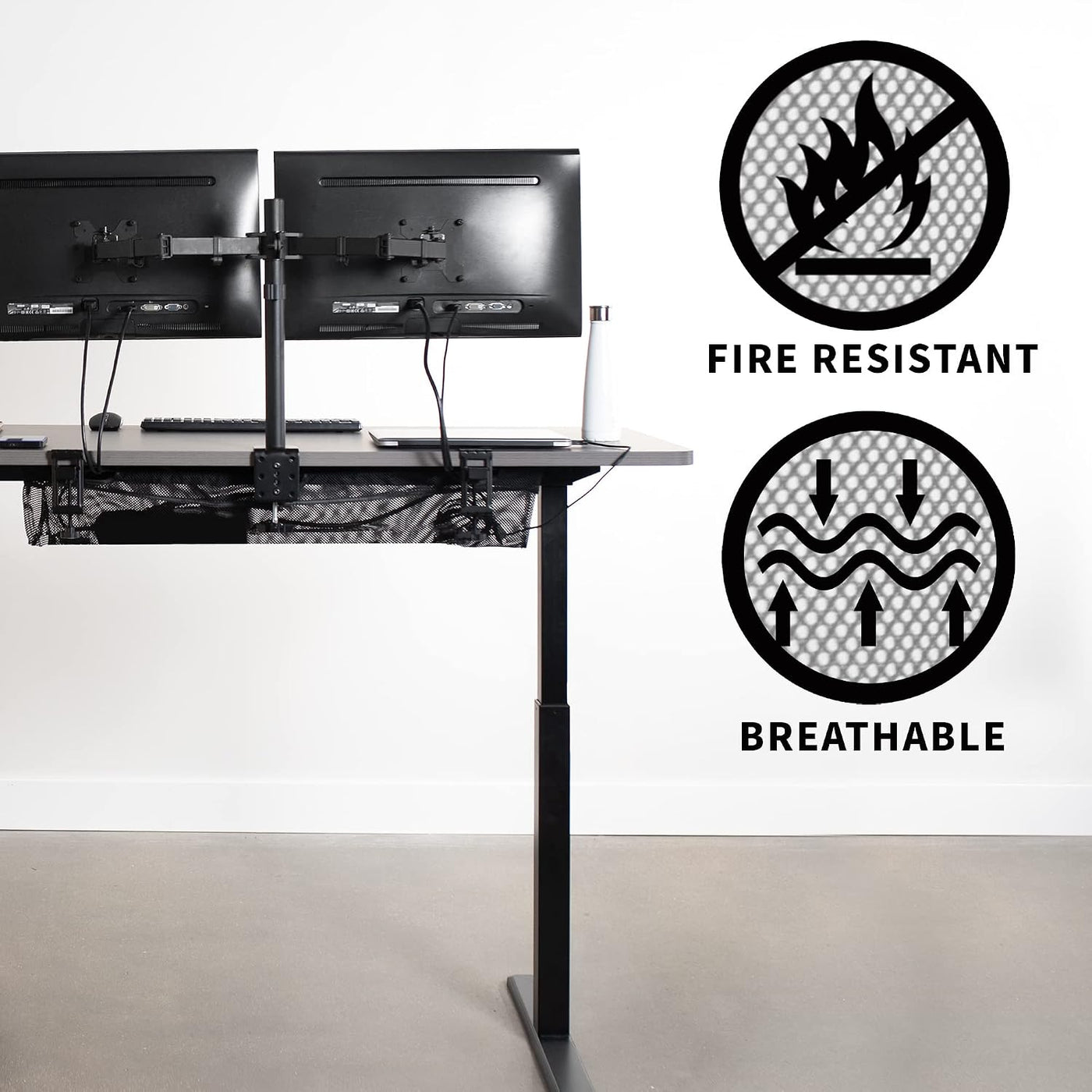 Under Desk Cable Management Net 91cm Clamp On Wire Organizer VIVO DESK-AC36MH