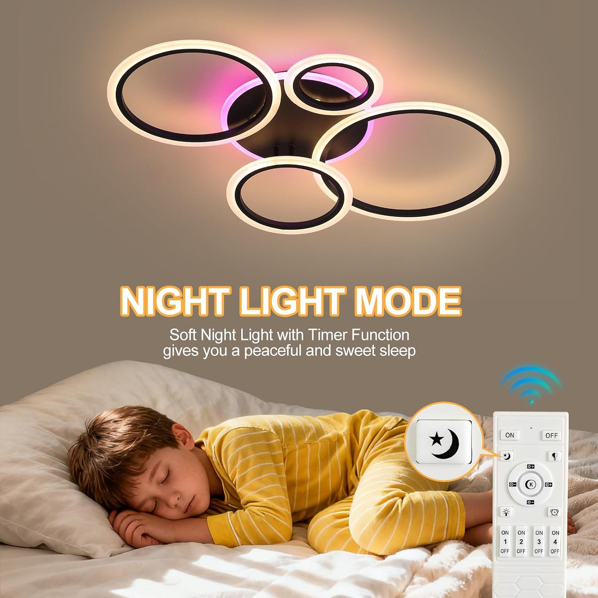 LED Ceiling Light 50W Dimmable Remote 3000-6000K Flush Mount Modern Home Lighting