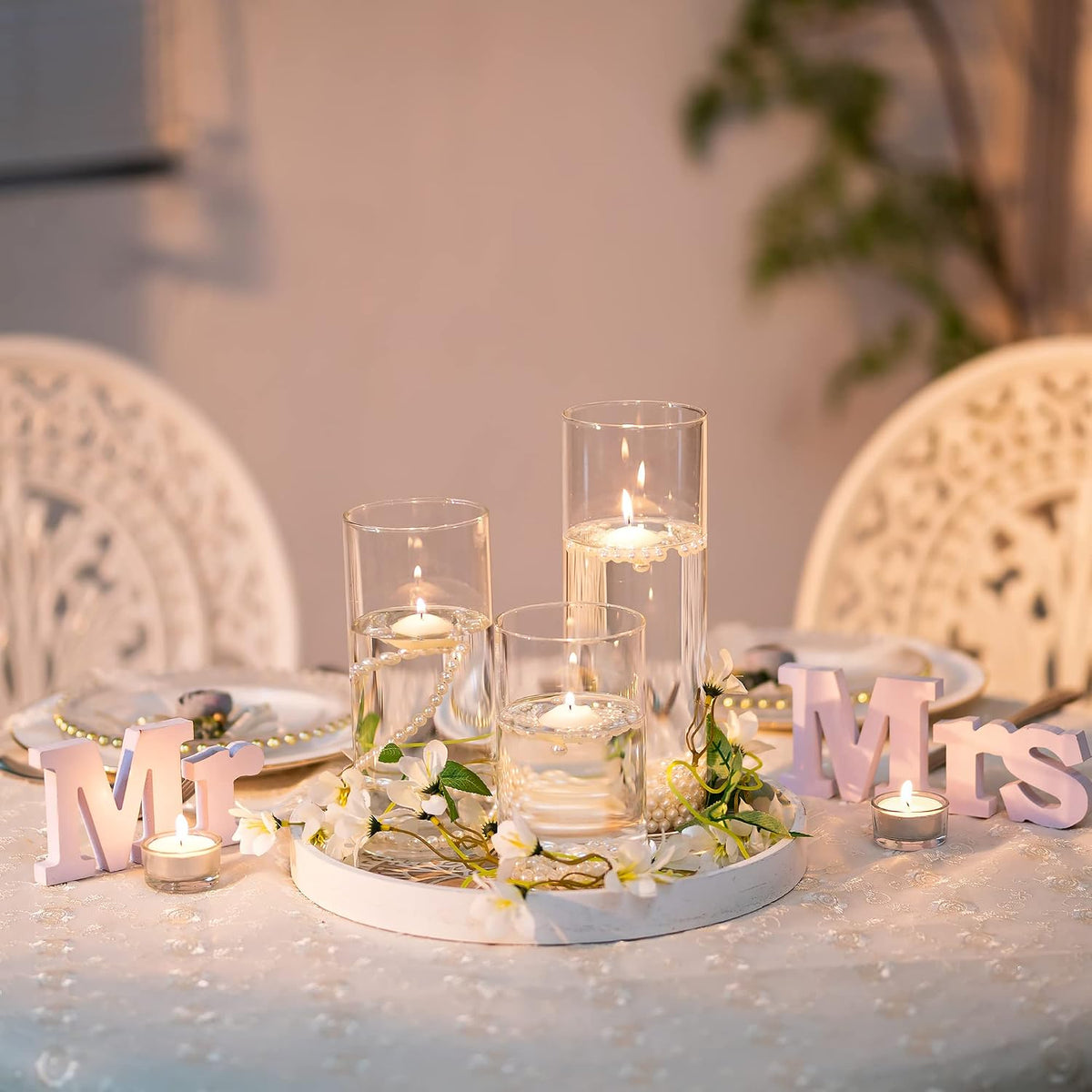 Glass Hurricane Candle Holders 24 Pcs Clear Vases 3 Heights Wedding Glasseam