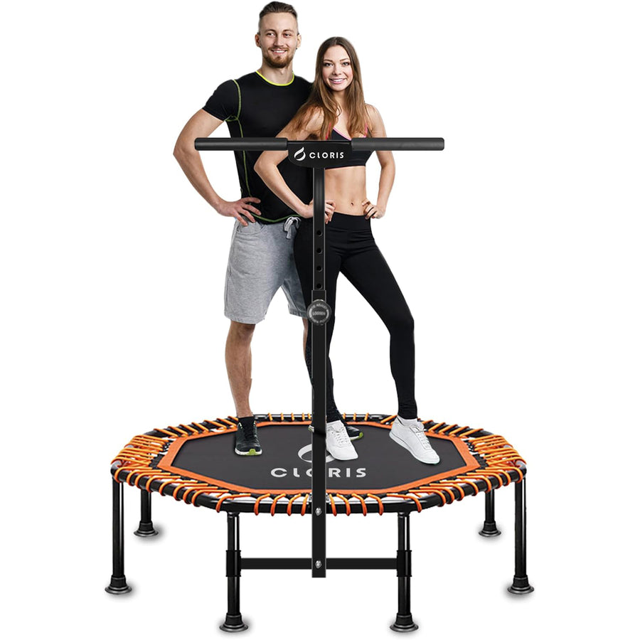 CLORIS Foldable Fitness Trampoline 48'' Rebounder w/ Adjustable Handle, 450lbs - Massive Discounts