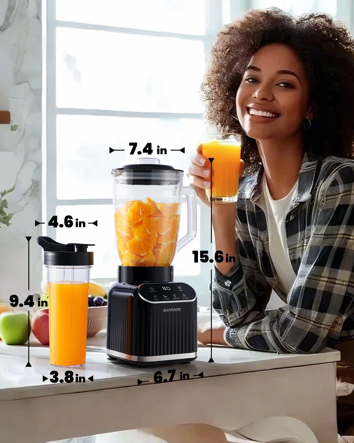 Shardor Professional Blender 1400W Smoothie Maker 52oz Glass Jar To Go Cup