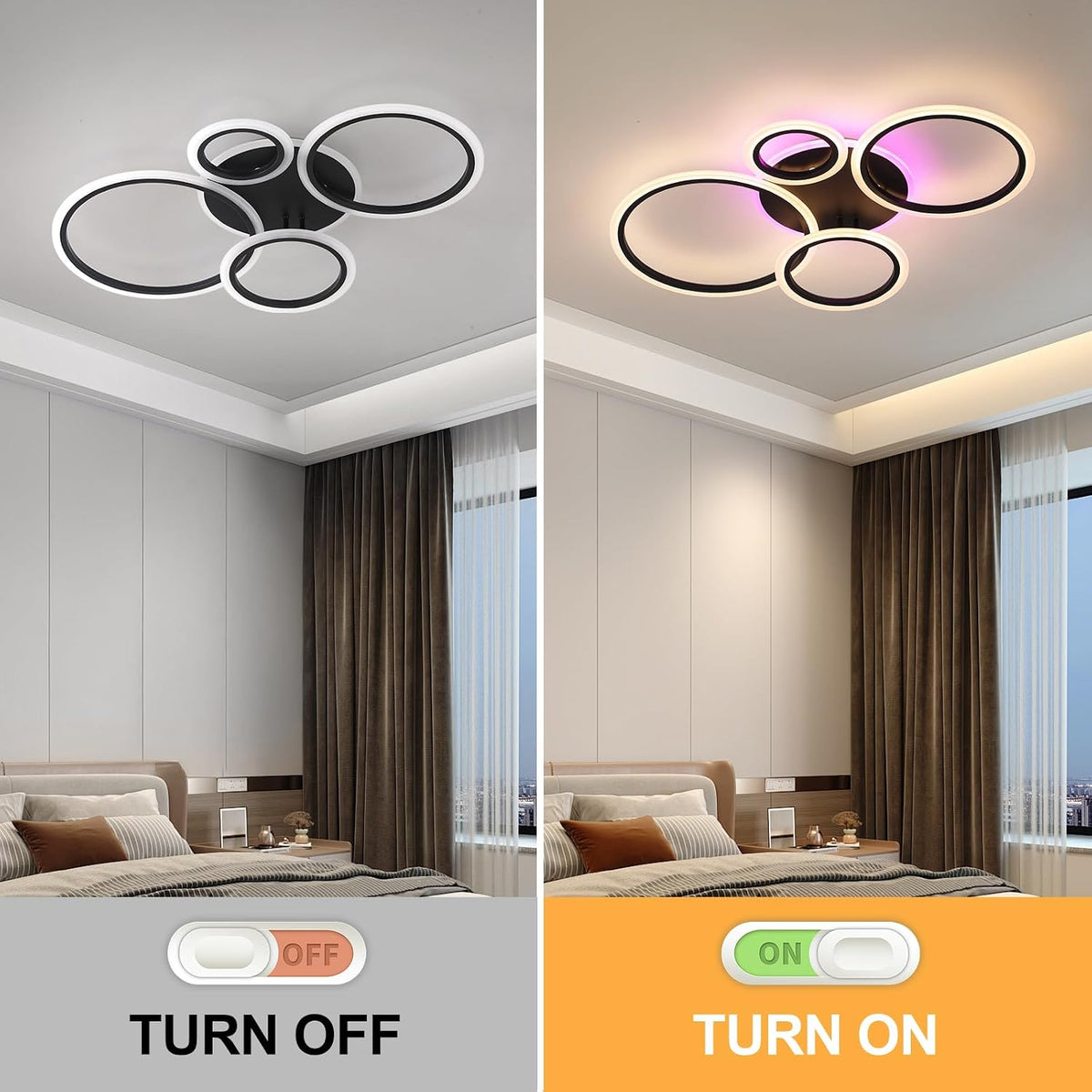 LED Ceiling Light 50W Dimmable Remote 3000-6000K Flush Mount Modern Home Lighting