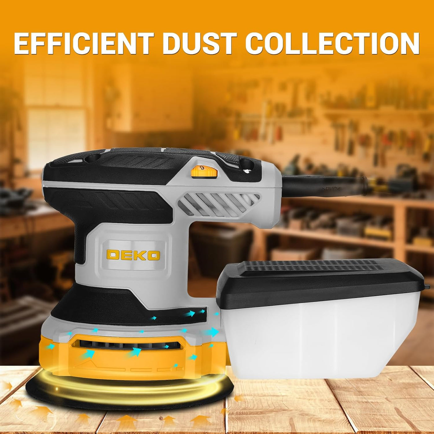 Random Orbit Sander 300W 125mm Variable Speed 14000RPM DEKOPRO Electric