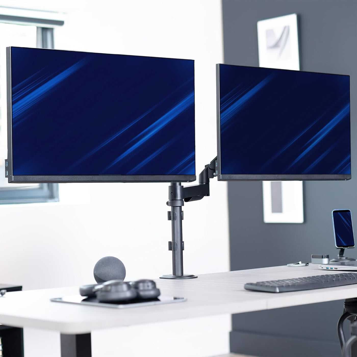 Dual Monitor Arm 17-32 Inch Pneumatic Heavy Duty VESA VIVO Desk Mount