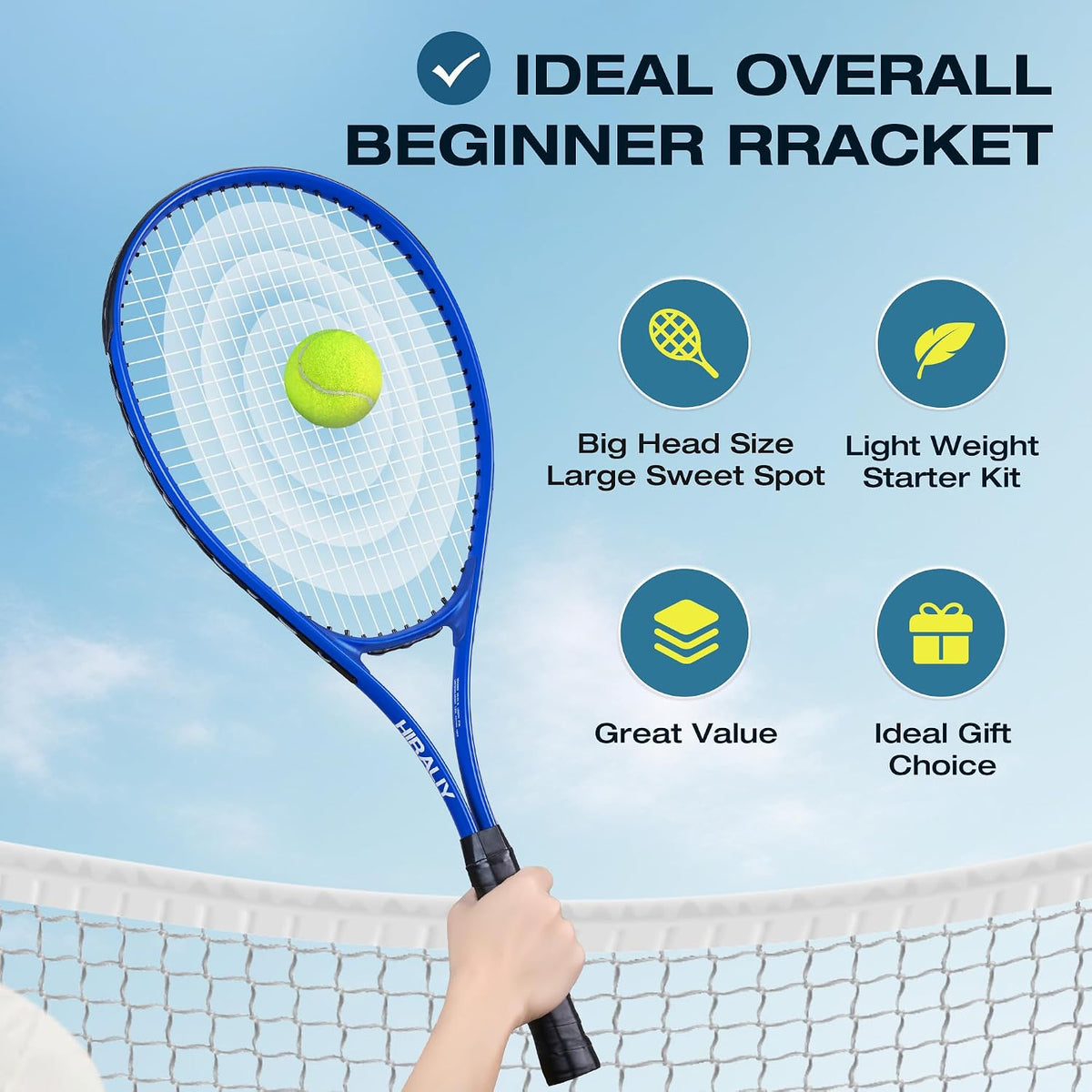 Tennis Rackets Set 27 Inch 2 Racquets 3 Balls Overgrips Carry Bag HIRALIY Outdoor