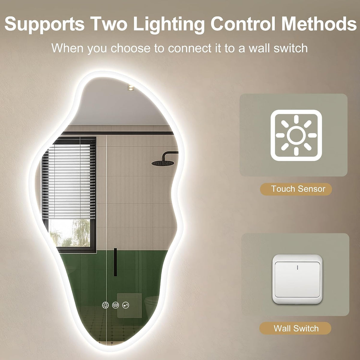 Irregular LED Bathroom Mirror 90 x 50cm Bluetooth Anti-Fog STARLEAD