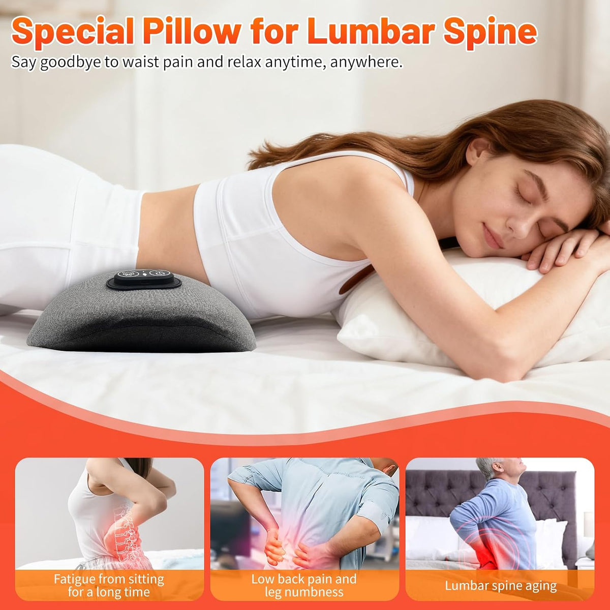 Back Massager 3 in 1 Neck Lower Back Therapy Heat Pain Relief Grey TheraBack
