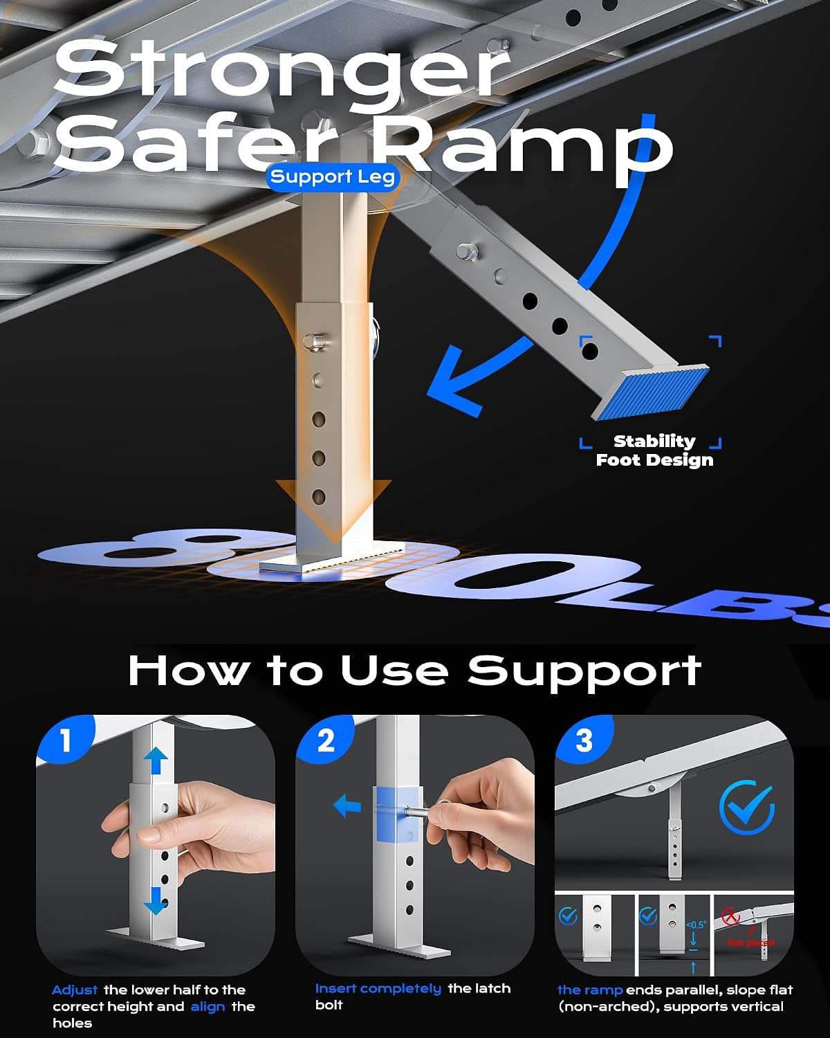Wheelchair Ramp 6FT Foldable Aluminum 362KG Extra Wide Transition Plate Portable