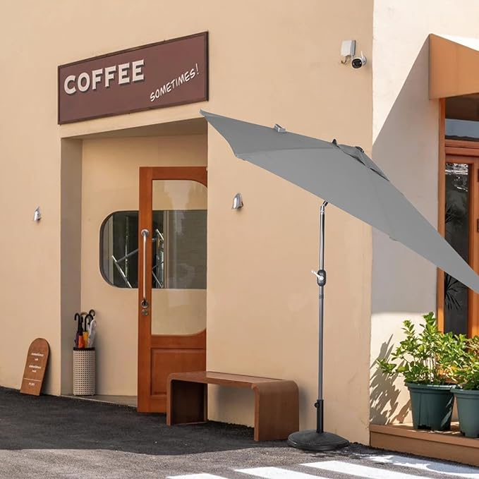 Half Rectangular Patio Parasol UV30+ Tilt Crank Handle Angel Living