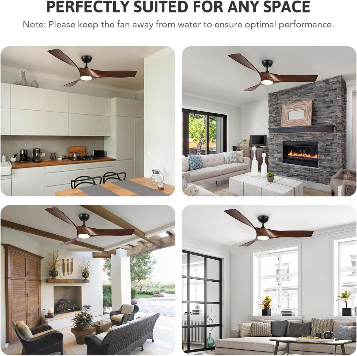 Ceiling Fan with Light 52 Inch Remote Dimmable Reversible DC Motor VONLUCE Walnut