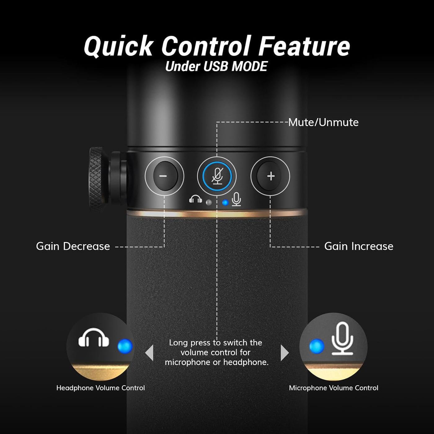 USB XLR Dynamic Microphone Boom Arm Podcast Gaming Studio TONOR PC Mic Kit