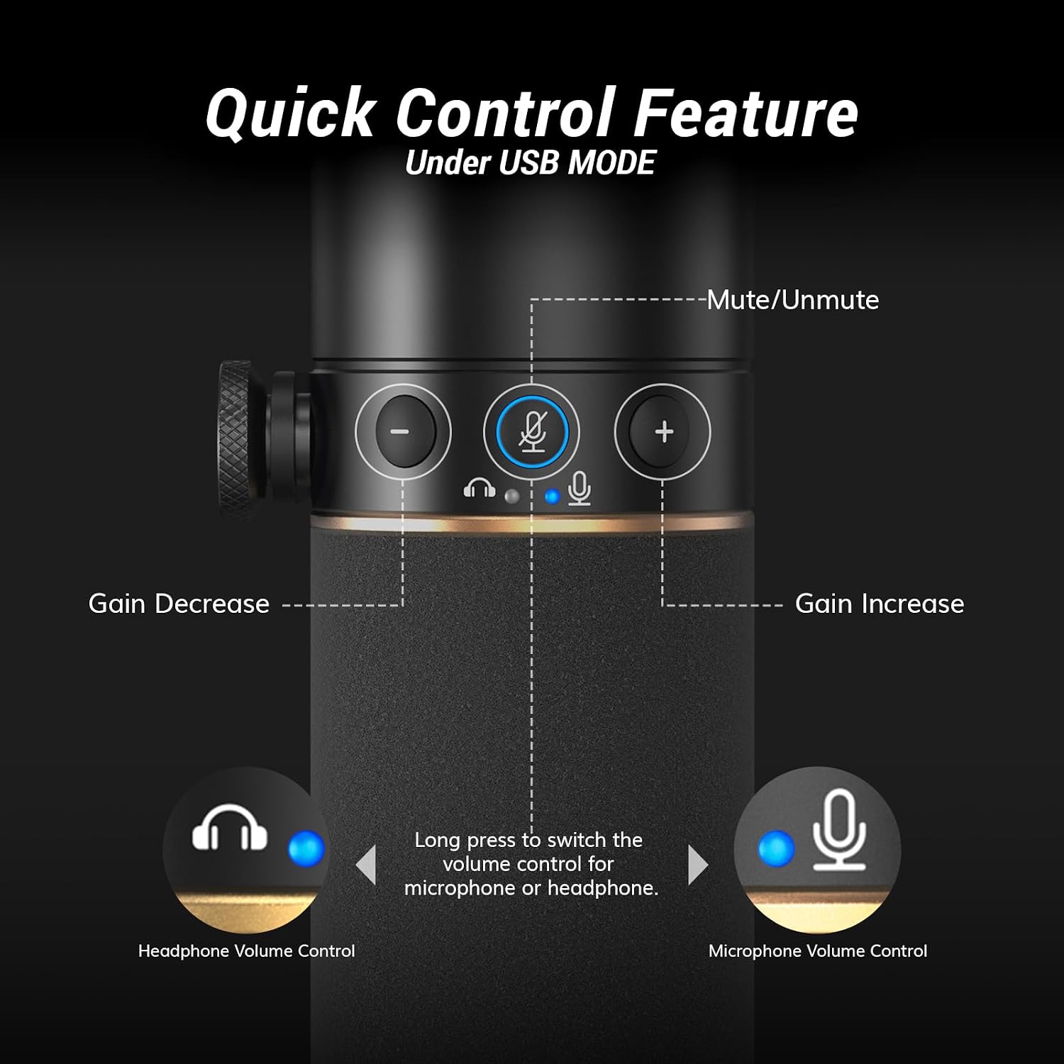 USB XLR Dynamic Microphone Boom Arm Podcast Gaming Studio TONOR PC Mic Kit