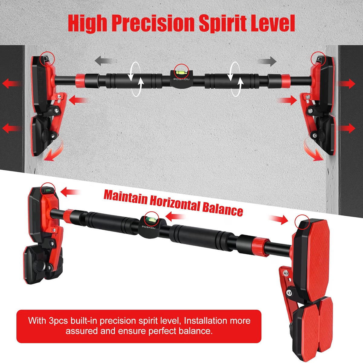 Door Pull Up Bar 76-100cm No Screw Doorway Chin Up Bar Home Gym Workout Equipment