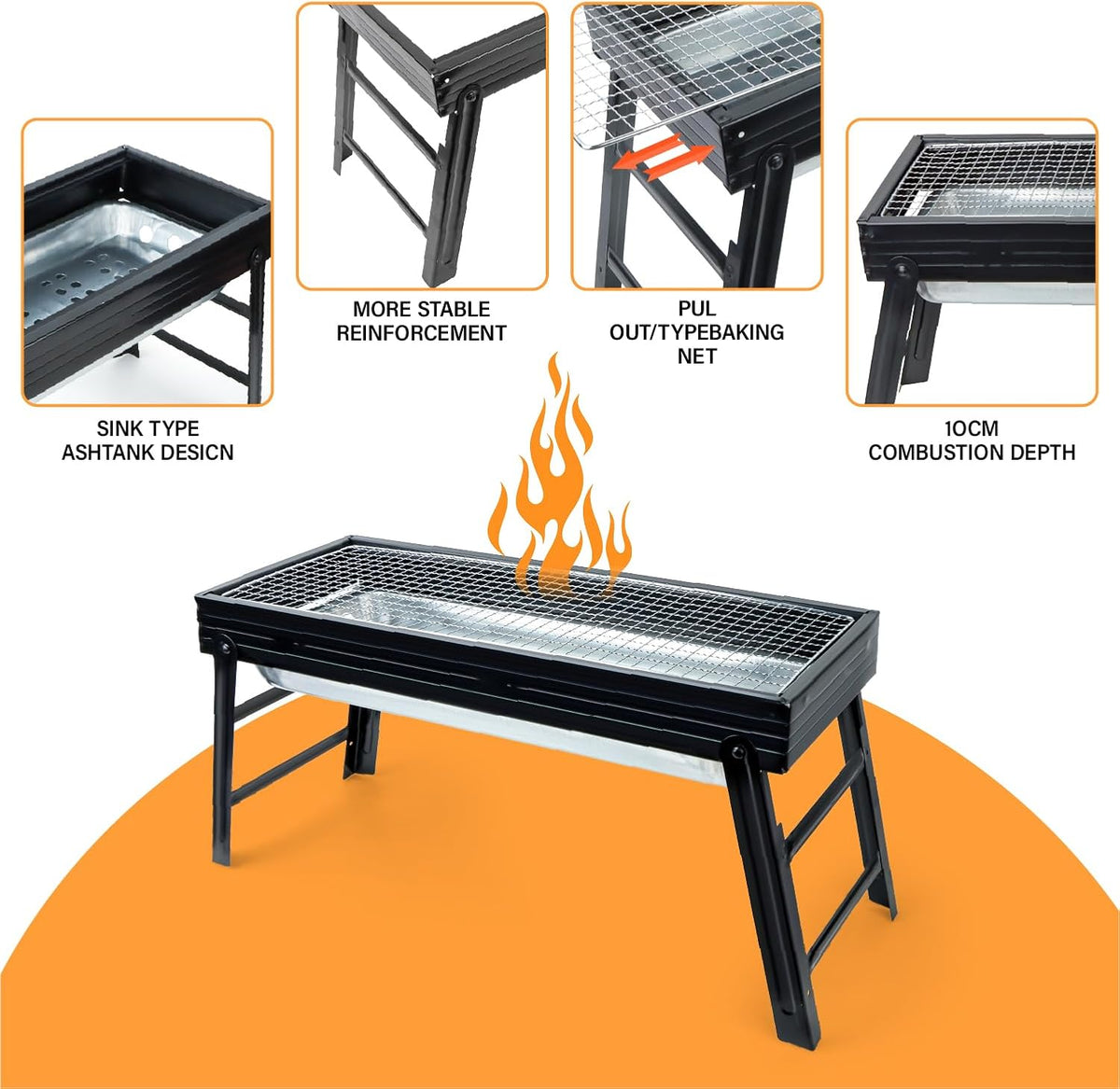 Portable Charcoal BBQ Grill Foldable Barbecue Outdoor Camping Picnic Garden Grill