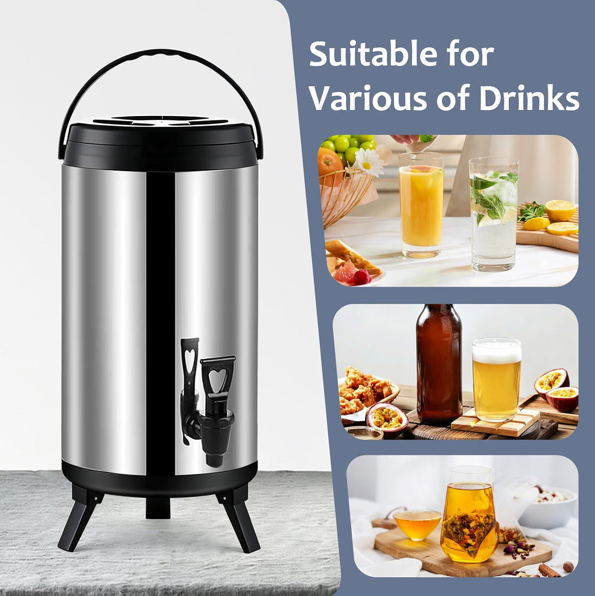 Hot Water Dispenser 12L Stainless Steel Beverage Urn Tap Insulated Drink Holder